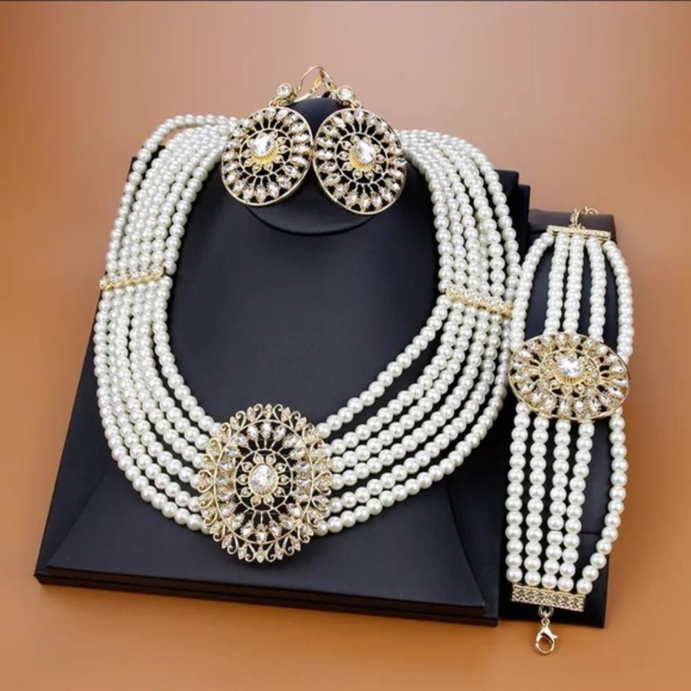 Jewelry Set Faux Pearl Bridal Set - Picture 2 of 10